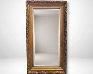 Large Antique Gold Ornate Wood Framed Wall Floor Mirror