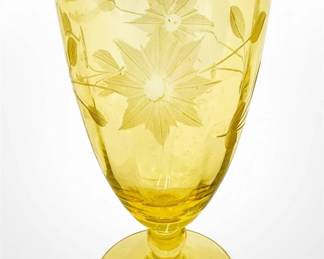 Lancaster Glass Jubilee Etched Yellow Footed Water Tumbler