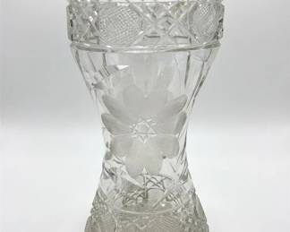 Antique American Brilliant Period Cut Glass Corset Vase