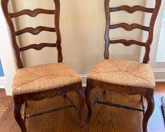 Pair - French Country Rush Chairs