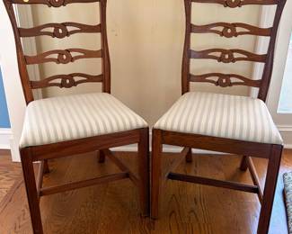 Pair - Chippendale Ribbon Back Chairs