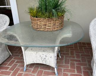 Lloyd and Flanders wicker and glass top table