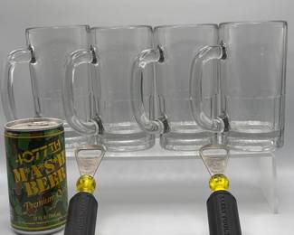 66 BeerNightReadyGlassMugSetwBottleOpeners