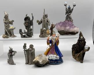 118 WizardFigurineCollectionwCrystalsFantasyDecorLot