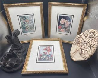 22 FairyArtDecorLotFramedPrintsCherubTexturedPottery