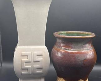 23 ModernCottagecoreCeramicVasePairSculpturalPottery