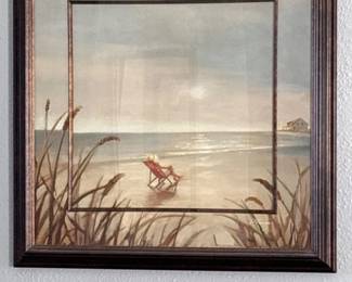 54 FramedCoastalBeachSceneWallArtSignedPRomero