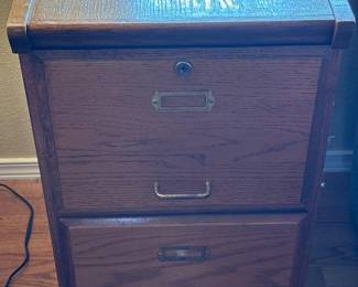 162 VintageOak2DrawerFileCabinetIndustrialOfficeStorage