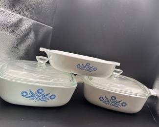 88 VintagePyrexBlueCornflowerCasseroleSetLiddedDishes