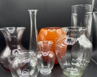 18 MixedGlassVaseLotTallDecorativeVarietySet