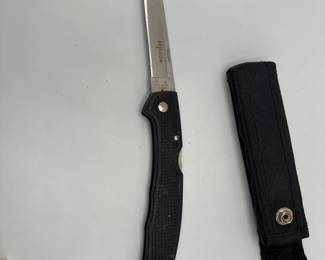 72 RidgeFoldingKnifewSheathSleekSharpReady