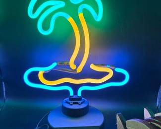 108 NeonPalmTreeLightwFishCoasterHolderTropicalDecorLot