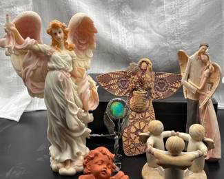 127 AngelFigurineCollectionCherubDecorResinMixedLot