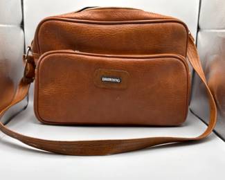 152 VintageBrowningLeatherCameraBagShoulderStrapTravelCase