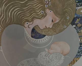 158 MotherChildArtNouveauStyleFramedPrintGoldFrame
