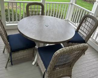 Hampton Bay Steel Table with 4 Wicker Chairs  Cushions