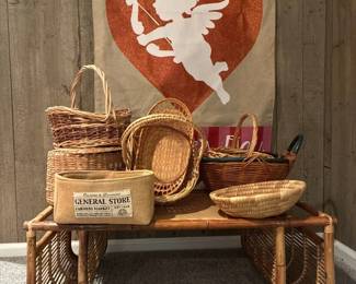 Baskets, Rattan Serving Tray, Burlap Items
