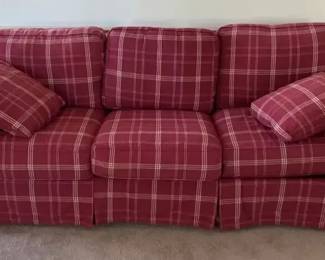 King Hickory, Red Plaid Upholstered Sofa
