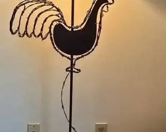 Rooster Floor Lamp Accented with Barbwire