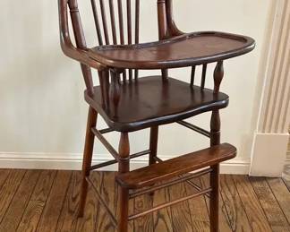 Antique Child Wooden High Chair