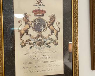 Beautifully matted and framed pair of coat of arms