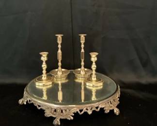 Mirror Tray  Baldwin Brass Candlesticks