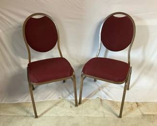 Red Upholstered Metal Chairs
