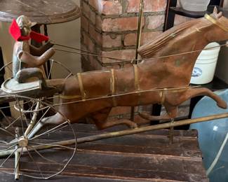 Vintage Copper Weathervane, Sulky Horse Buggy 