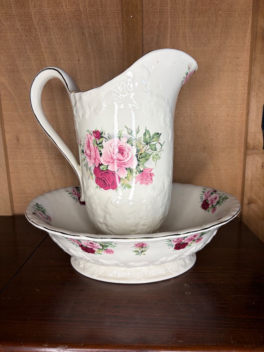 Vintage Pitcher and Wash Bowl Basin Set 
