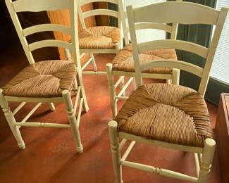 4- Wood Chairs with Wicker  Seats- Very Good Condition 