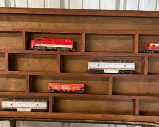 Wooden Train Display with Vintage Train Set