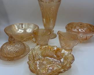 1930’s Vintage Jeanette Glass- “Iris and Herringbone” Carnival Depression Glassware