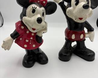 Vintage Cast Iron Banks Features Mickey and Minnie from the Disney Franchise