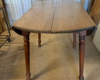 Round Wood Table with Foldable Sides