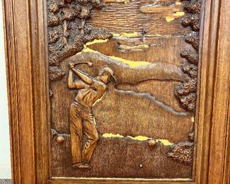 Carved wood golf picture