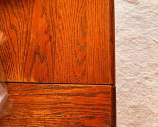 Oak table has leaves to extend