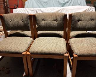 Six matching oak chairs plus table