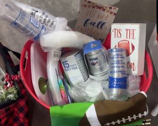 Football tailgate bucket banner, cups,sign, Go Bills