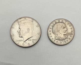 Susan B Anthony Dollar Coin & Kennedy Half Dollar