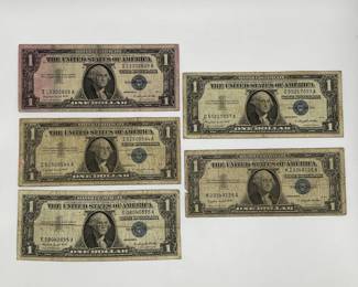 Five 1957 A $1 Silver Certificates