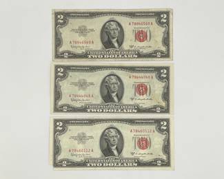 Three 1953 C $2 Legal Tender Notes