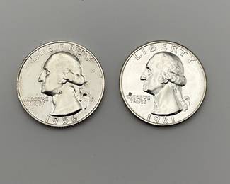 1956 & 1961 Proof Silver Washington 25c