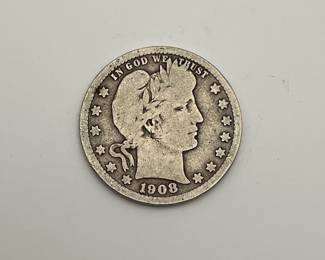 1908-D US Silver Barber 25c