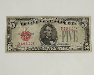 1928-C $5 Red Seal Legal Tender Note