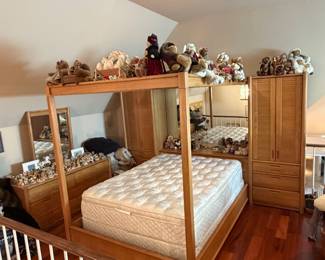 Pre-Selling $300 - Teak Full Bed Frame with Side Storage Cabinets 