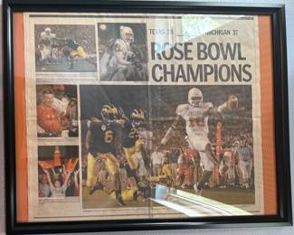Rose Bowl Champions Texas vs Michigan Framed Newspaper