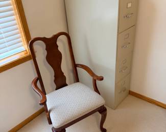 File cabinet, dining room chair