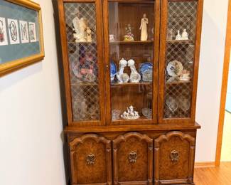 China Hutch and glass and porcelain knick knacks