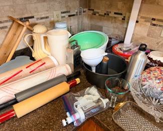 roling pins, baking mats, coffee service containers, paper towel holders