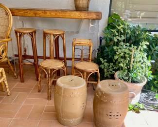 Stools bamboo and ceramics 